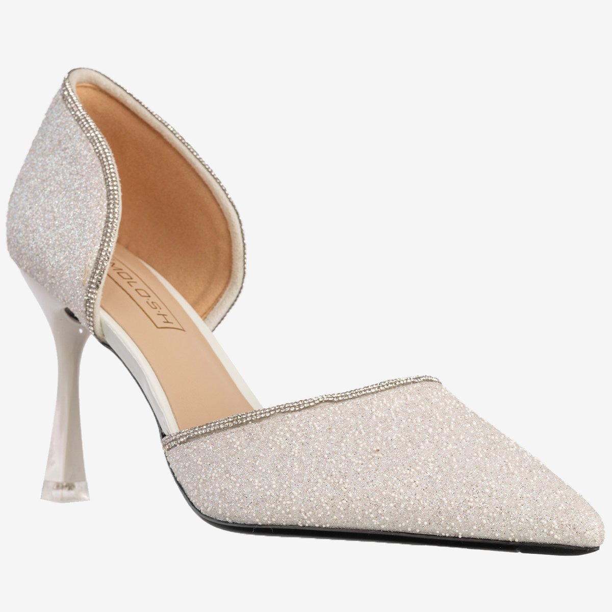 Szpilki Damskie Ekoskóra Błyszczące Buty Na Obcasie Białe Minglong Shoes 252-61B Biały 40