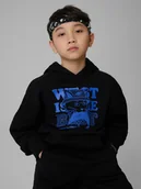 Bluzy dla chłopców - 4F Bluza dresowa loose z kapturem chłopięca - czarna 164 (13-14 lat) - miniaturka - grafika 1