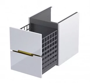 Oristo Szafka wisząca boczna niska SILVER UNI 40 cm z koszem, BIAŁY POŁYSK, LISTWA ZŁOTY OR33-SN1S-40-1-V5 - Szafki łazienkowe - miniaturka - grafika 1