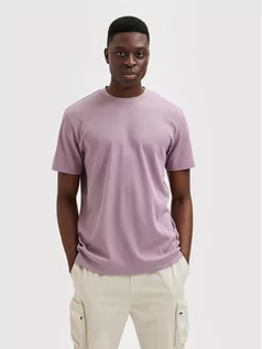Koszulki męskie - Selected Homme T-Shirt Eshan 16084630 Fioletowy Regular Fit - grafika 1