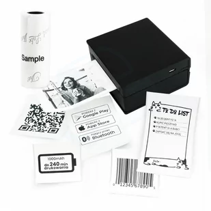 Mini drukarka etykiet Phomemo M02 czarna Bluetooth szer. do 50 mm 203 DPI | KUP z zamiennikami i oszczędzaj! - ZADZWOŃ 730 811 399 PROMOCJA! - Drukarki kart i etykiet - miniaturka - grafika 1