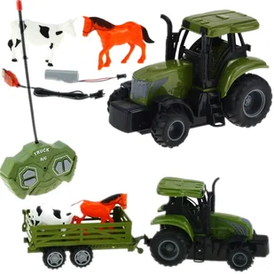 Traktor zdalnie sterowany z przyczepą + dwie figurki krowa konik - Zabawki zdalnie sterowane - miniaturka - grafika 1