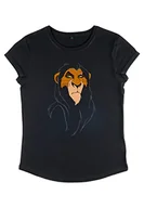 Koszulki i topy damskie - Disney The Lion King Big Face Scar Women's Organic Rollled Sleeve T-shirt damski, czarny, XL - miniaturka - grafika 1
