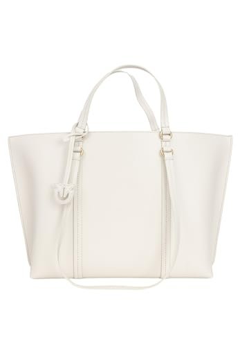 Pinko Carrie Shopper Classic Torba Damska, Z14Q_Biały Jedwab-Antique Gold, Z14q_biały Jedwab-antyczne złoto