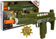 Zabawki militarne - LEANToys Zestaw Wojskowy Pistolet  Dźwięk Światła Odznaka 37 cm - miniaturka - grafika 1