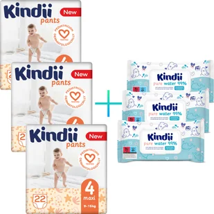 3 x Kindii Pieluchomajtki chłonne maxi rozmiar 4 (9-15 kg) + Gratis - Pieluchy - miniaturka - grafika 1