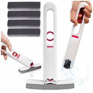 MOP MINI DO MYCIA PŁASKI do Okien Przenośny z Wyciskaczem SKŁADANY +4 gąbki - Miotły, szufle, mopy - miniaturka - grafika 1