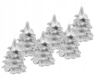 Świece - 6 x świeczki świąteczne choinka 10 cm cała srebrna - miniaturka - grafika 1