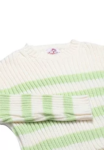 myMo Damski sweter w paski Wełna biała limonka XS/S, Wełna biała, limonka, XS - Swetry damskie - miniaturka - grafika 1