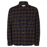 Koszule męskie - SELETED HOMME Męska koszula flanelowa Slhloosemason-Flannel Overshirt Noos, beżowy, XL - miniaturka - grafika 1