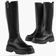 Botki damskie - Kozaki Damskie BIG STAR Ocieplane Botki Wysokie Czarne OO274146 Czarny 38 - miniaturka - grafika 1