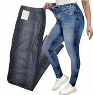 Legginsy - LEGINSY IMITACJA JEANS WYSOKI STAN spodnie jeansowe wygodne 44 46 2XL 3XL - miniaturka - grafika 1
