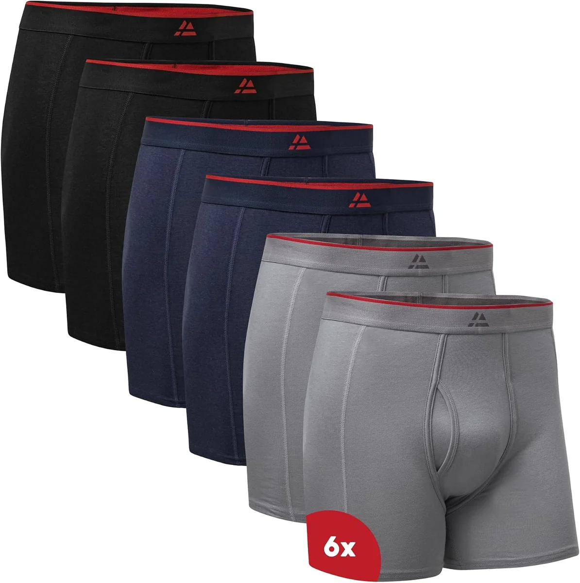 Bokserki bambusowe oddychające 6-pack 3XL z rozporkiem
