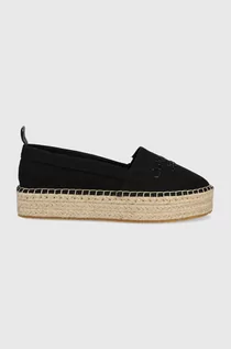 Espadryle damskie - Calvin Klein Jeans espadryle kolor czarny na platformie - grafika 1