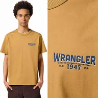 Koszulki męskie - Wrangler TEE Dijon luźny brązowy t-shirt bawełniana koszulka logo S - miniaturka - grafika 1