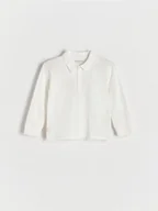 Bluzki dla niemowląt - Reserved - Bawełniana koszulka longsleeve - złamana biel - miniaturka - grafika 1