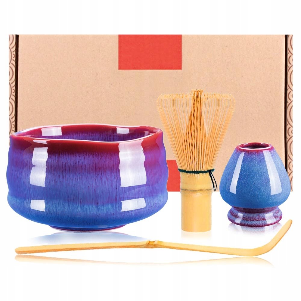 Zestaw prezentowy do herbaty matcha czarka miotełka podstawka łyżeczka