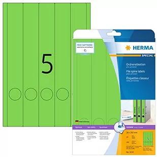 Herma Ordneretiketten A4 grün 38x297 mm Papier opak 100 St. - 5134 - Etykiety do drukarek - miniaturka - grafika 1