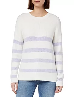 Kurtki damskie - Vila Women's VIRIL Stripe L/S Knit TOP-NOOS kurtka dzianinowa, White Alyssum/Stripes:Sweet Lavender, L, White Alyssum/Stripes:sweet Lavender, L - grafika 1