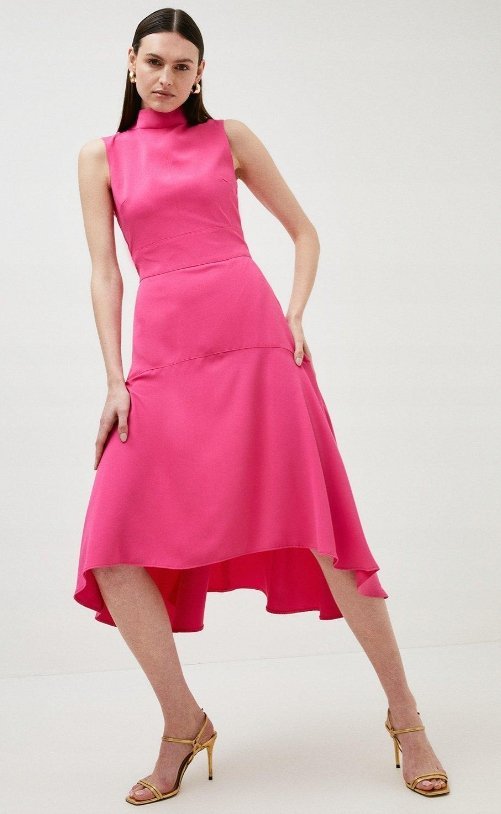 KAREN MILLEN SUKIENKA SATYNOWA KORALOWA 34 1Y1Z