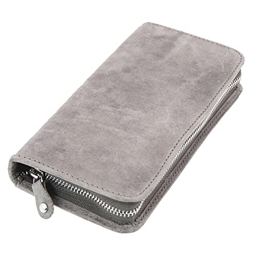 Alassio 2639 - Etui na 3 przybory do pisania, skórzane etui na długopisy, długopisy lub pióra wieczne, skórzane etui z zamknięciem, skórzane etui na przybory piśmiennicze ok. 17,5 x 8 x 2,5 cm, szare