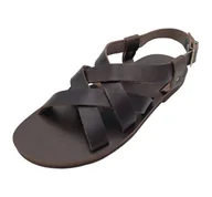 Sandały męskie - Brązowe greckie sandały z naturalnej skóry SANDINISTA S4838 [Rozmiar: 43] - miniaturka - grafika 1