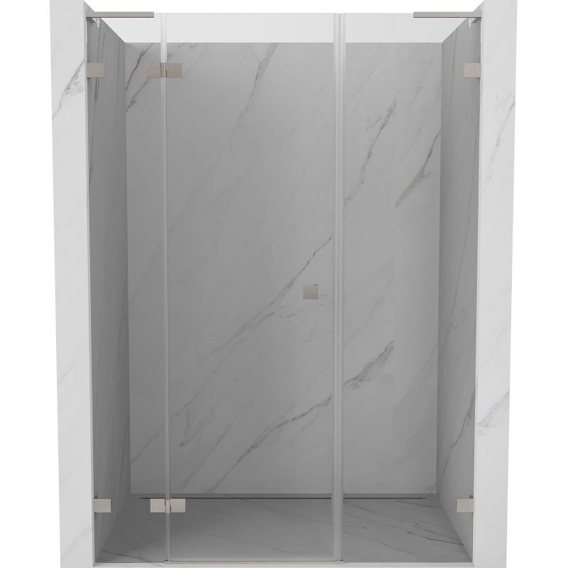 Mexen Lunar L drzwi prysznicowe uchylne lewe 145 cm, transparent, nikiel szczotkowany - 834SL-145-050-97-00-L