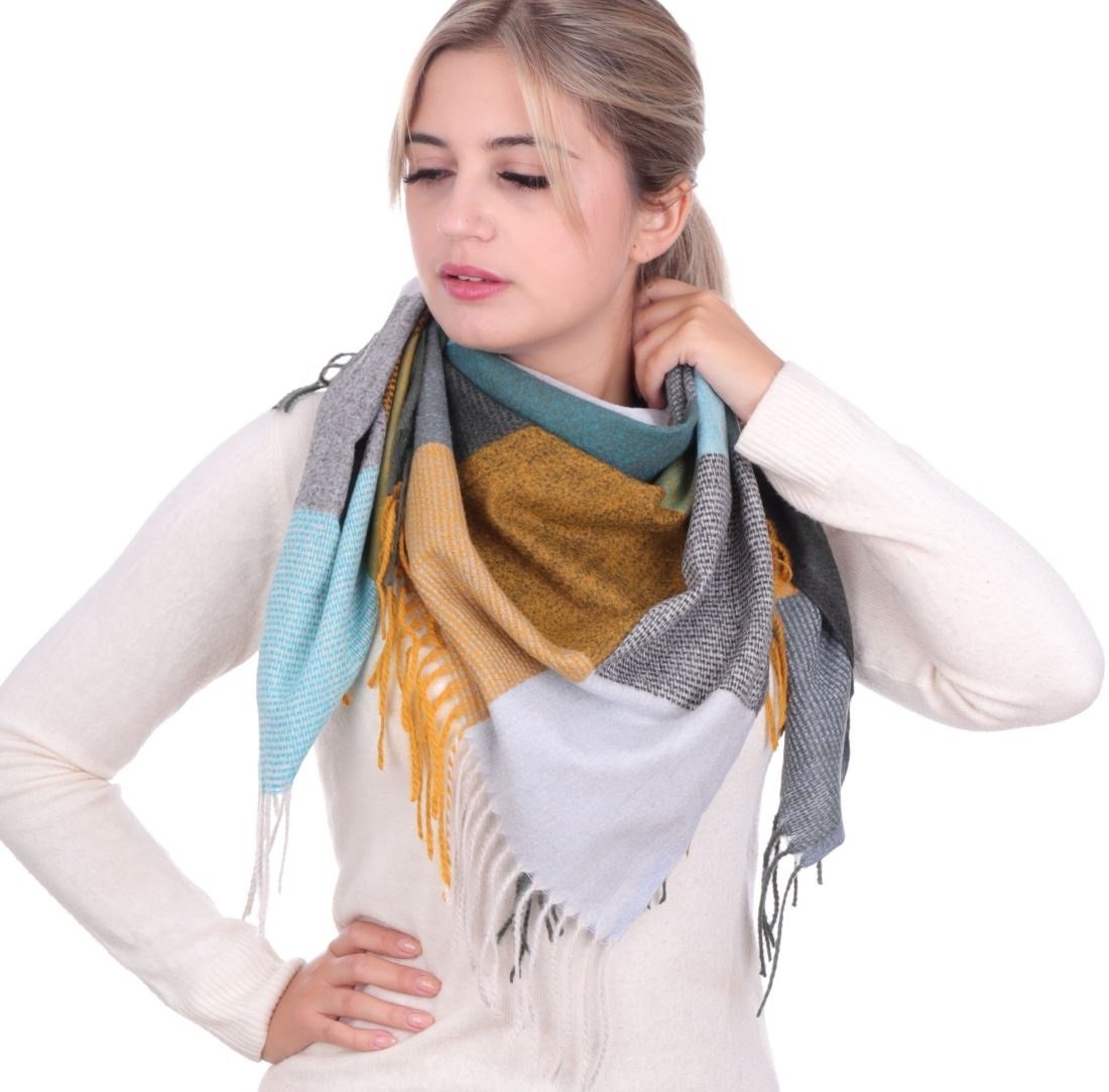 Szalik Damski Chusta Duży Bawełna Krata Angielska