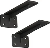 Zawiasy, okucia i inne akcesoria - Zestaw 2 metalowych wsporników do półek ściennych, podpórka pod półkę pod kątem 90 stopni, wiszące wsporniki do półek kuchennych (czarne, 300 mm) - miniaturka - grafika 1