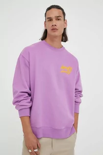 Bluzy męskie - Levi's bluza bawełniana męska kolor fioletowy z nadrukiem - grafika 1