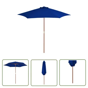 The Living Store Parasol ogrodowy na drewnianym słupku - niebieski - 270 cm - Parasol Ogrodowy - Parasole ogrodowe - miniaturka - grafika 1