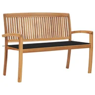 Ławki ogrodowe - vidaXL Sztaplowana ławka ogrodowa z poduszką, 128,5 cm, drewno tekowe 3063286 - miniaturka - grafika 1