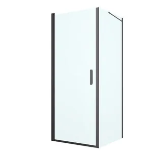 Oltens Rinnan kabina prysznicowa 80x90 cm prostokątna drzwi ze ścianką czarny mat/szkło przezroczyste 20212300 - Kabiny prysznicowe - miniaturka - grafika 1
