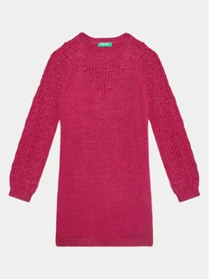 United Colors Of Benetton Sukienka dzianinowa 1UTKCV002 Różowy Regular Fit - Sukienki i spódniczki dla dziewczynek - miniaturka - grafika 1