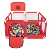 Łóżeczka i kojce - Selonis Boisko KK-100X z piłeczkami 6cm czerwony: czarny-biały-niebieski-czerwony-żółty-turkus 125x125x105/200piłek Zabawka kojec - miniaturka - grafika 1