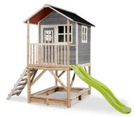 Place zabaw - Exit Domek drewniany dla dzieci ze zjeżdżalnią Loft 500 - szary - miniaturka - grafika 1