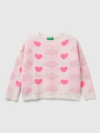 Bluzy i sweterki niemowlęce - Benetton Sweter w kolorze jasnoróżowym - miniaturka - grafika 1