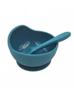 Miseczki i talerzyki dla dzieci - Baby in world Miseczka silikonowa z przyssawką i łyżeczką ocean blue - miniaturka - grafika 1