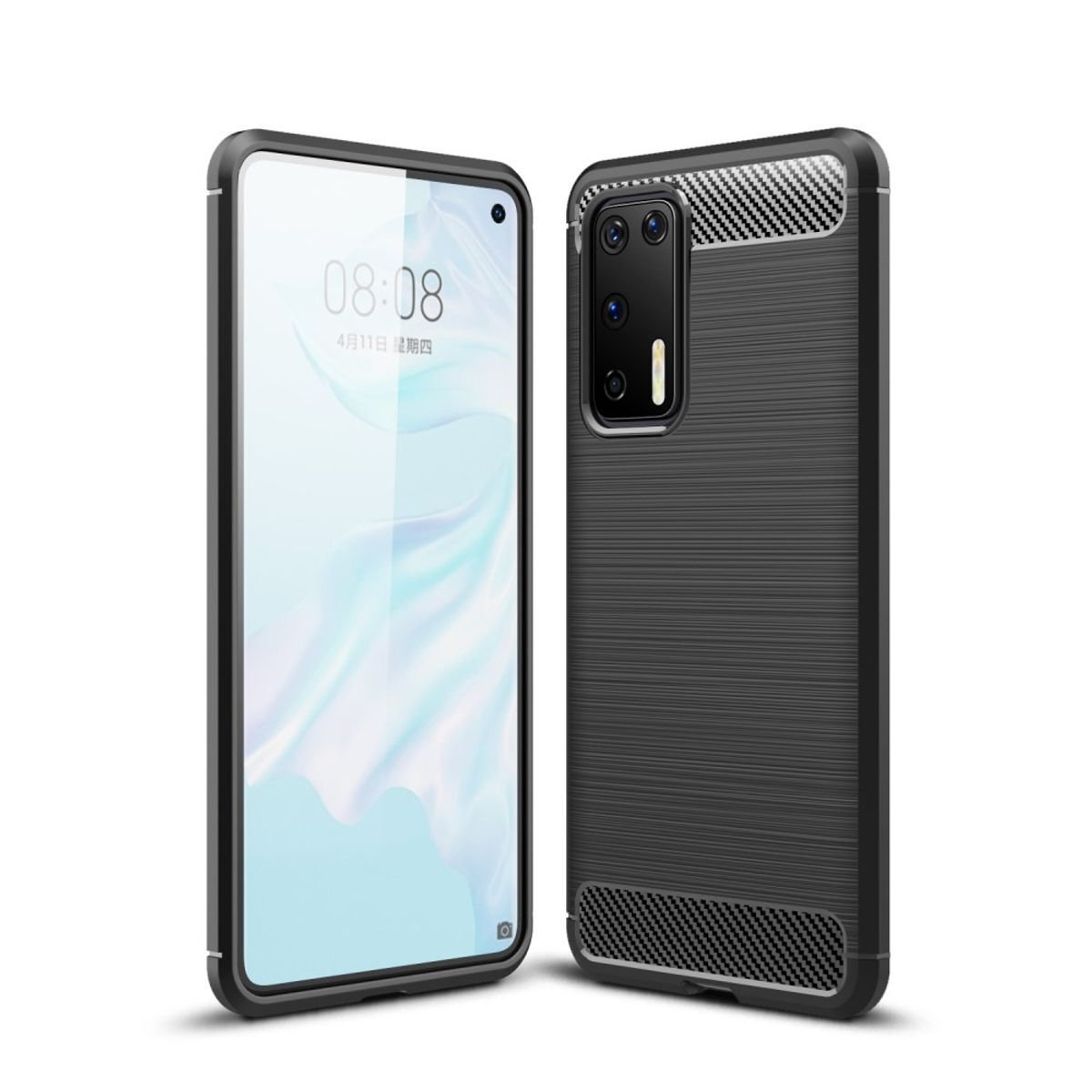 Etui Huawei etui na telefon komórkowy etui TPU etui ochronne etui na telefon komórkowy zderzak o wyglądzie karbonowej powłoki, kolor: czarny, wybierz model: Huawei P20 Lite 2019 Nova 5i L29