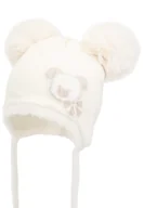 Czapki dla dzieci - Dziewczęca czapka na zimę FANNAR z dwoma pomponami ekri - miniaturka - grafika 1