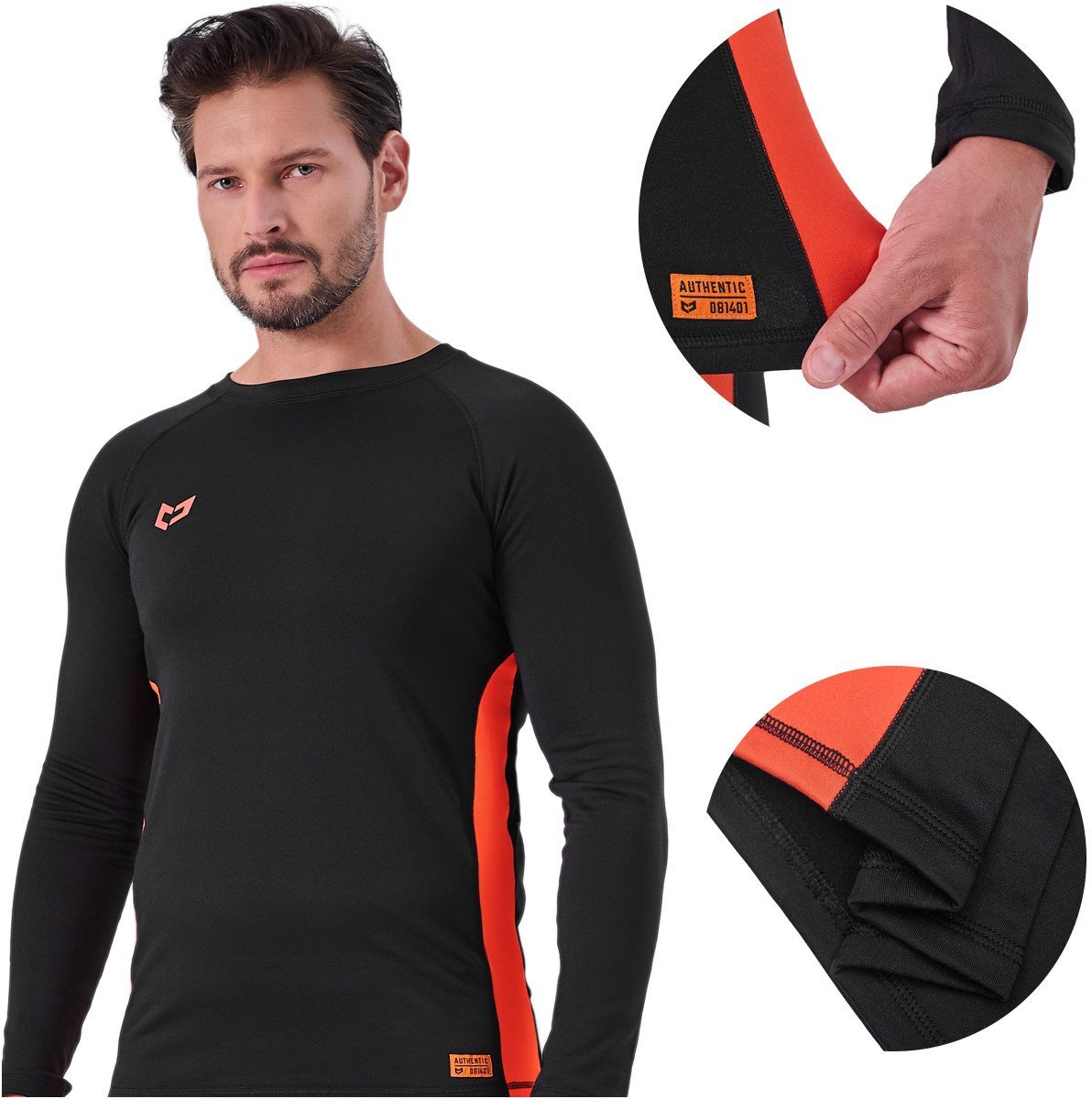 Beon Koszulka termoaktywna męska Beon Skin Etna Black&Orange XXL