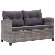 Ławki ogrodowe - vidaXL 2-osobowa sofa ogrodowa z poduszkami, szara, 124 cm, rattan PE - miniaturka - grafika 1