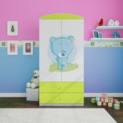 Szafy i szafki dla dzieci - Szafa dwudrzwiowa, do pokoju dziecka, babydreams, 90 cm, niebieski miś, zielony - miniaturka - grafika 1