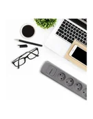 Listwy zasilające - qoltec Listwa zasilająca | 6 gniazd | 1.8m | Szara - miniaturka - grafika 1