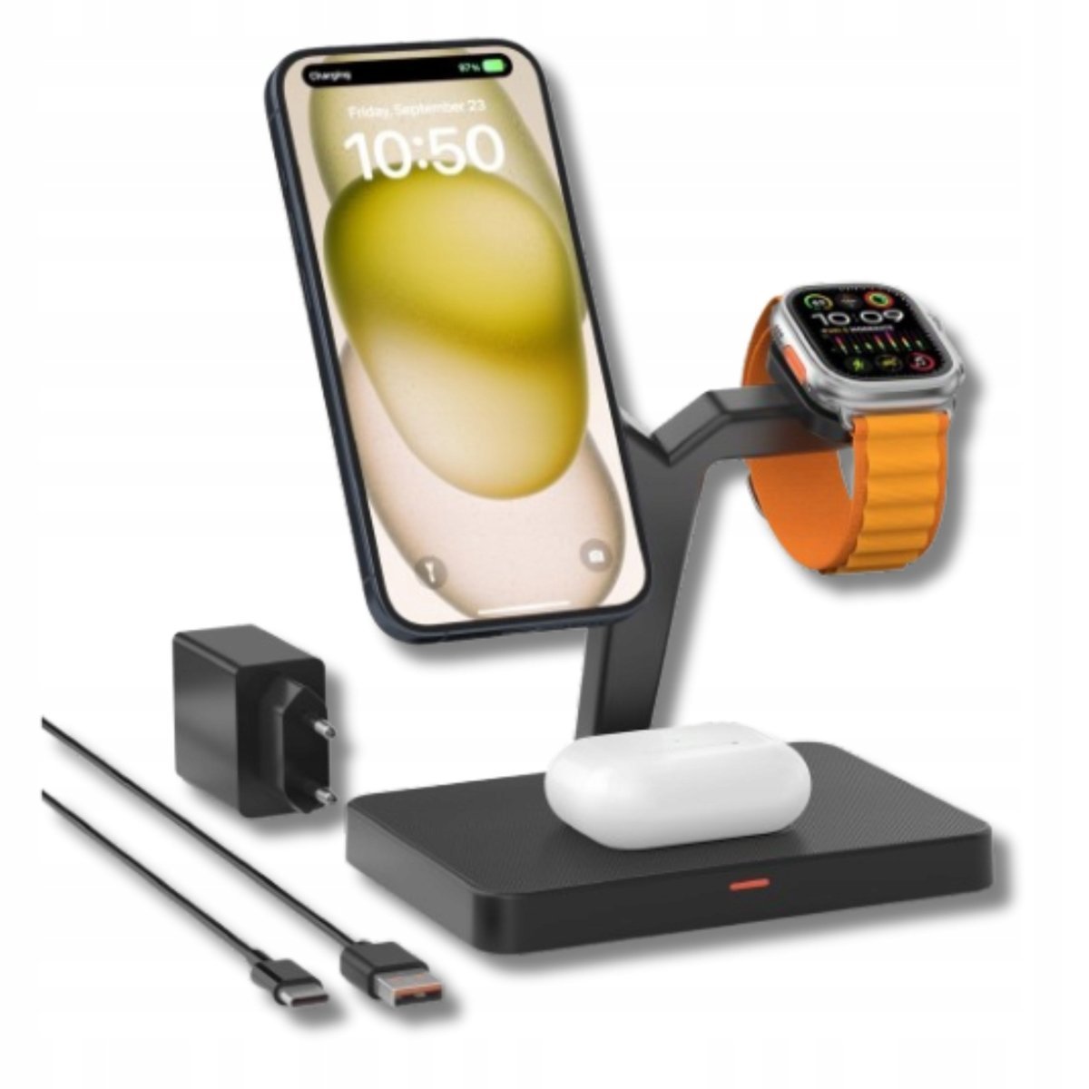 Ladowarka Indukcyjna Bezprzewodowa Do Iphone 12-15 Pro Max Watch Airpod 3W1