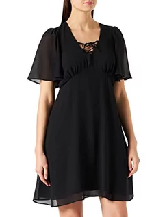 Sukienki - Naf Naf Damska sukienka Justine R2, czarna, 36 - grafika 1