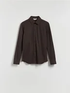 Koszule męskie - Reserved - Gładka koszula super slim fit - brązowy - miniaturka - grafika 1