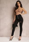 Spodnie damskie - Czarne Jeansy Skinny z Wysokim Stanem Yholo - miniaturka - grafika 1
