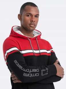 Bluza męska kaptur trzykolorowa czerwona V3 S014 M - Bluzy męskie - miniaturka - grafika 1