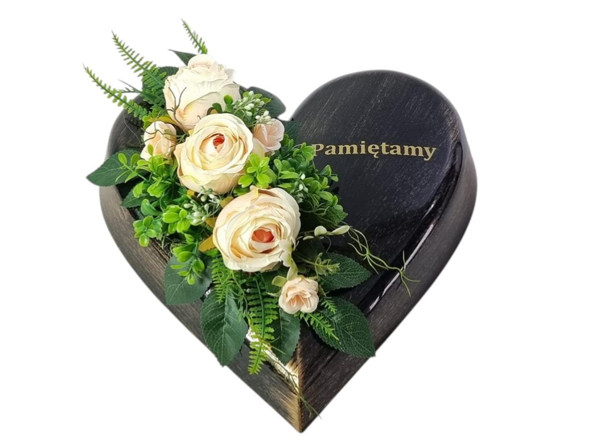 RÓŻE herbaciane SERCE (2050.2) Kompozycja stroik na cmentarz